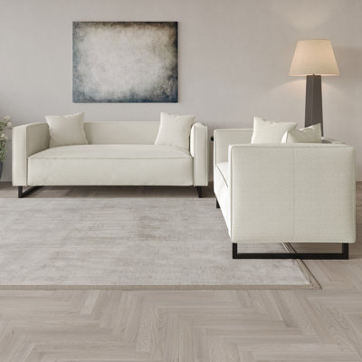 2-Pieces Mid-Century Modern Linen Upholstered Living Room Set