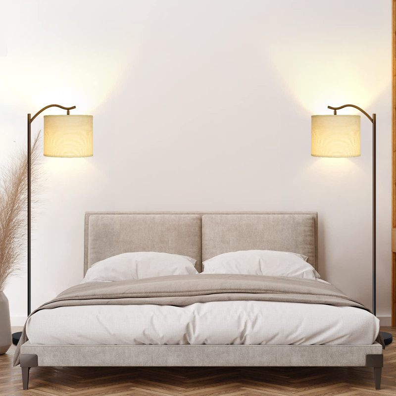Nikkolas 63'' LED Arched Floor Lamp, Black, White