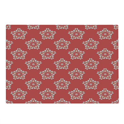 Ambesonne Coral Cutting Board Large Size Floral Victorian Shapes Dark Coral