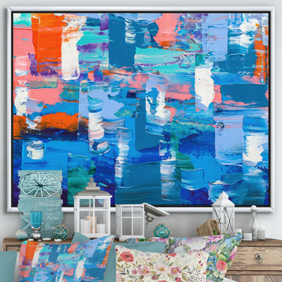 «Cubist Matrix of Blue and Orange», reproduction sur toile flottante