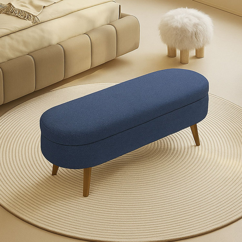 Banc de rangement rembourré Modern, Bleu très foncé