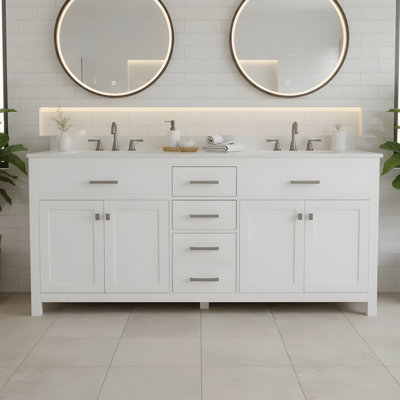 Meuble-lavabo autoportant avec 2 lavabos supérieurs