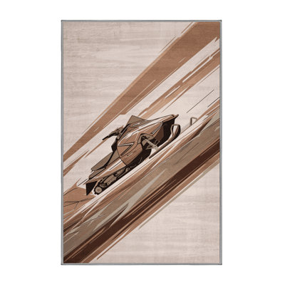Soft Plush Edens Snowmobile Vehicle Modern Area Rug in Gray – Gray Binding