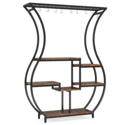 TribeSigns Vase-Shaped Plant Stand, 6-Tier Plant Display Rack with 10 Hanging Hooks