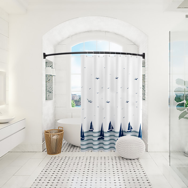 72'' Curved Fixed Shower Curtain Rod, Black