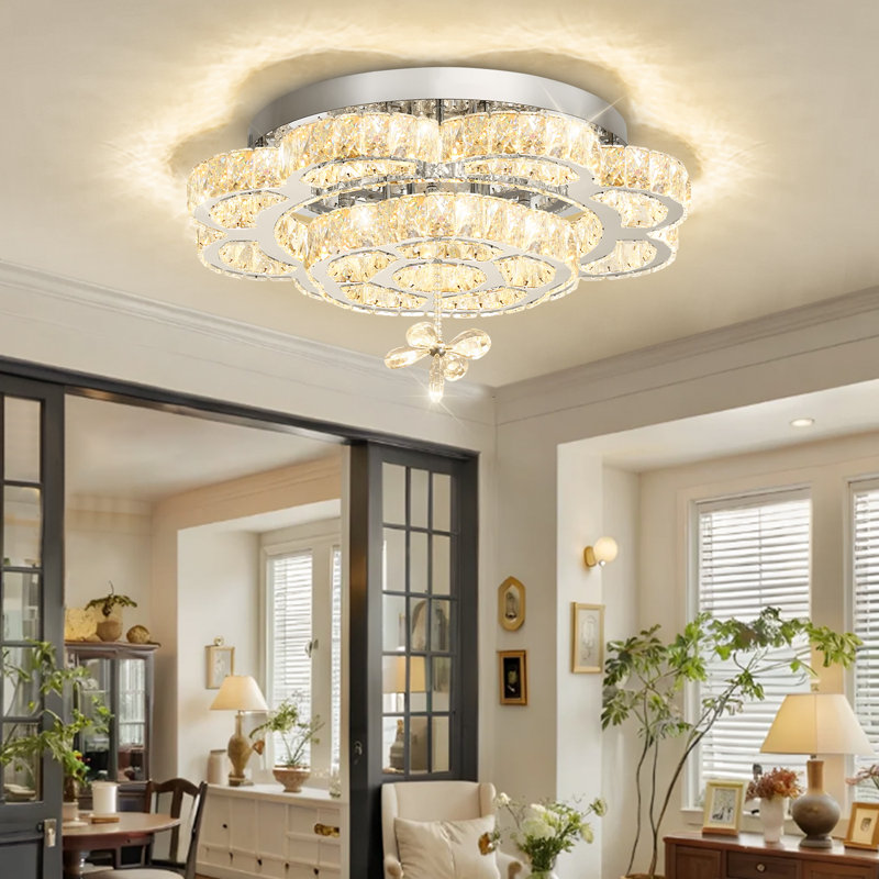 Lustre en cristal 23 po, Chrome chrome
