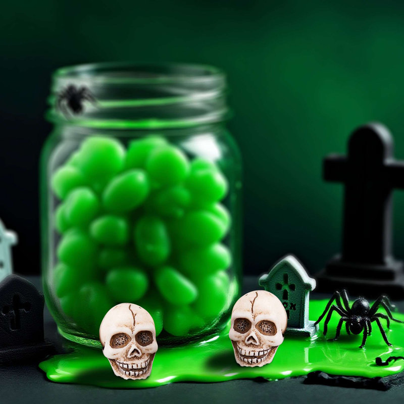 Figurine de tête de mort 40 pièces - Tête de squelette d'Halloween et têtes de décoration miniatures