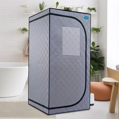 Portable Black Full Size Steam Sauna Tent–personal Home Spa, With Steam Generator, Remote Control, Foldable Chair, Pvc Pipes