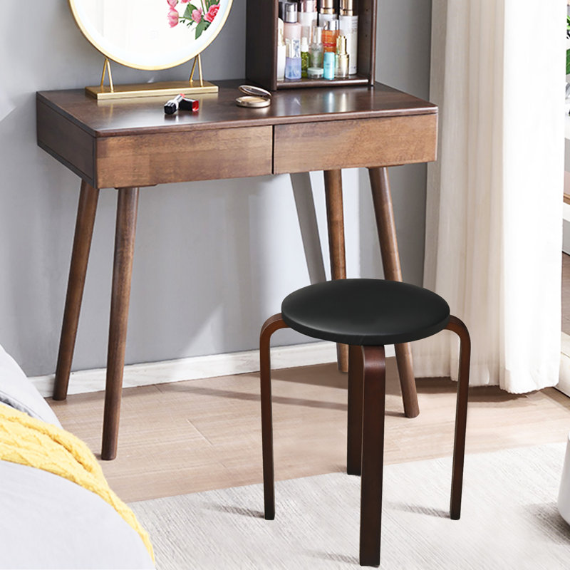 Tabouret court en bois massif 18,5 po, Noir
