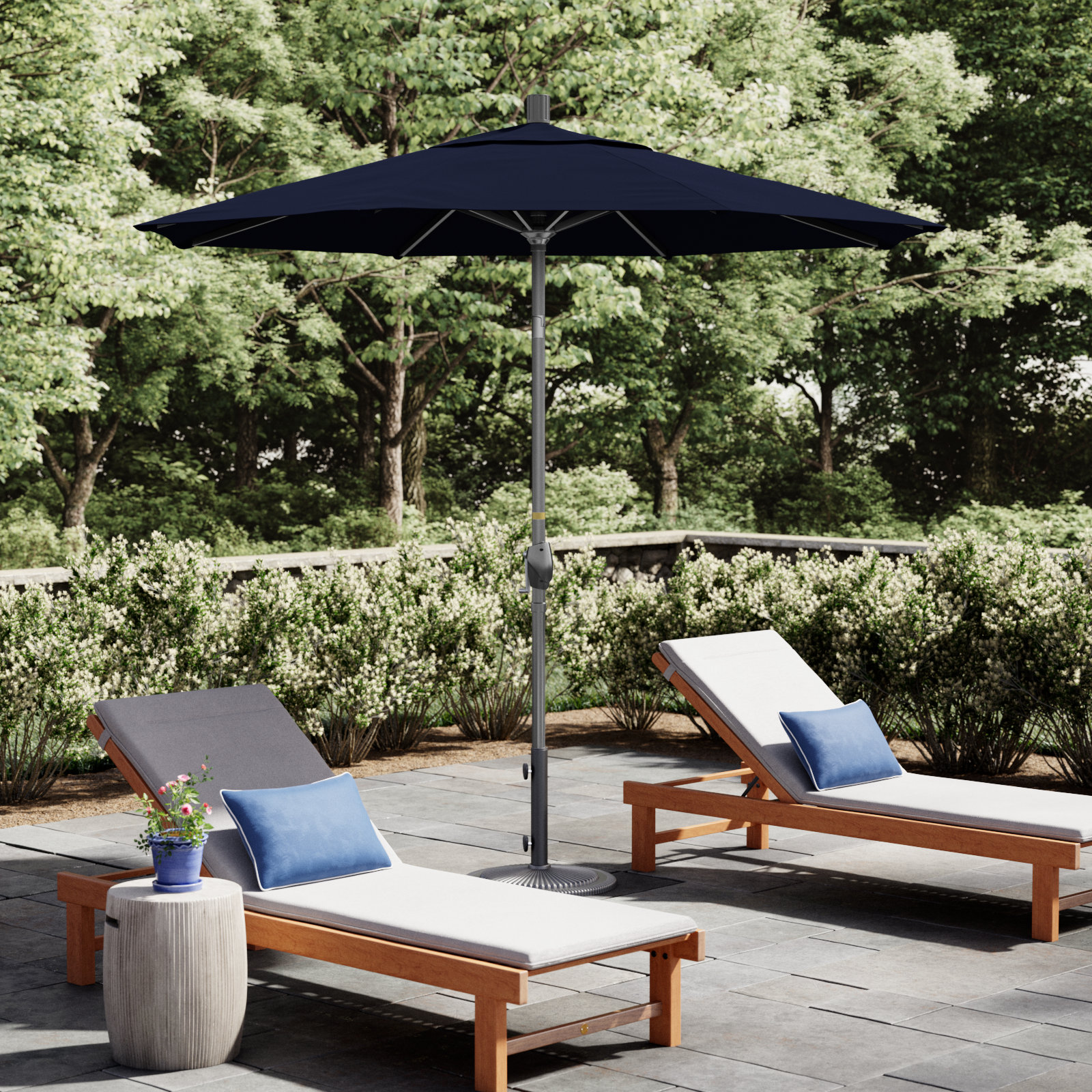 Pacific Trail Series 90'' Outdoor Umbrella, Navy Blue Performance Canvas