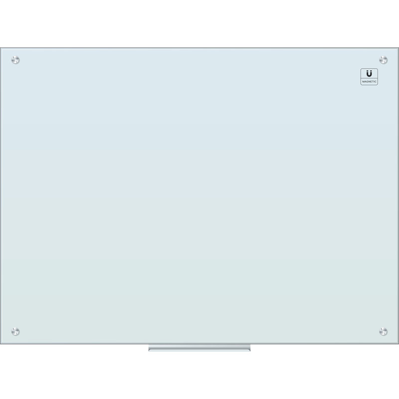 White Frosted Frameless Magnetic Glass Dry Erase Board 47" x 35"