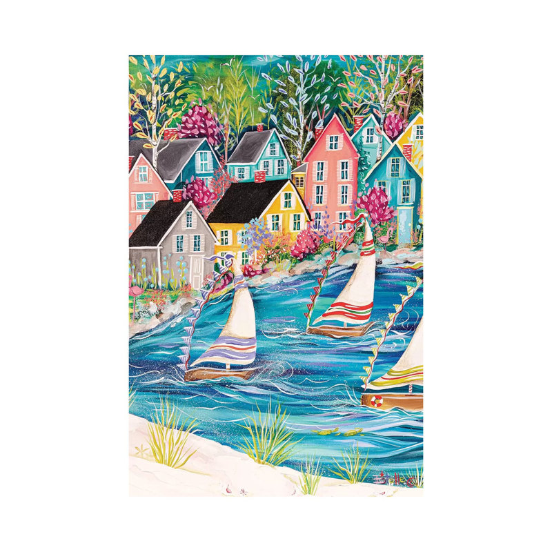 " Coastal Life " by Estelle Grengs Painting Print, 12" H x 8" W x 0.75" D