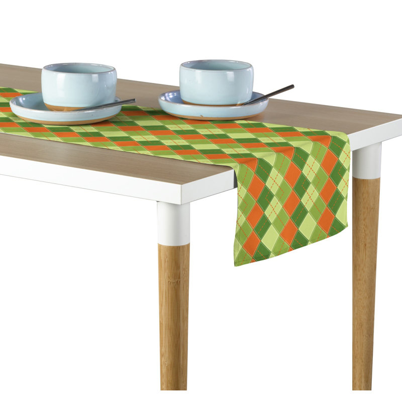 Foerster Argyle Plaid Table Runner, 108" L x 14" W, Green