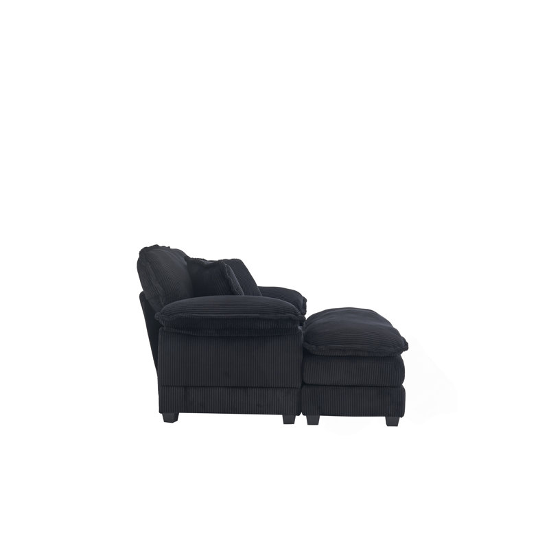 Canapé simple de 56,3 pouces avec repose-pieds et coussins décoratifs, siège profond pour un confort et une détente ultimes dans votre salon.