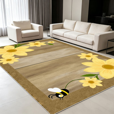 Tapis à motif floral 1PC pour le salon, doux et confortable, convient à toutes les saisons, facile à entretenir, tapis de sol intérieur lavable à la machine, sous la table de ferme convenant à la chambre à coucher, à la salle à manger, au couloir, au patio, au bureau, à la maison