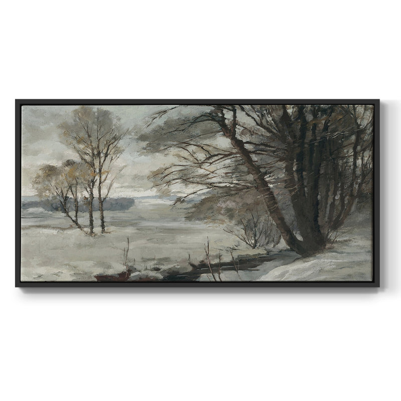 «Landscape Series» -XLV- Toile tendue avec châssis tendue, prête à être accrochée, Noir, H 21 po x l 41 po