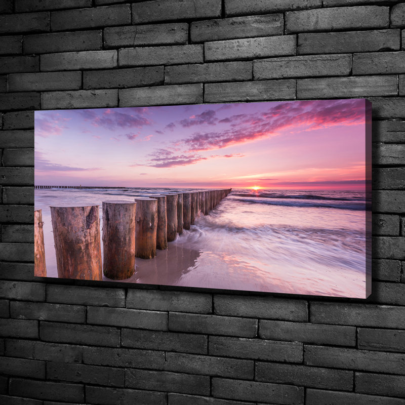 Wooden Breakwater - Wrapped Canvas Print