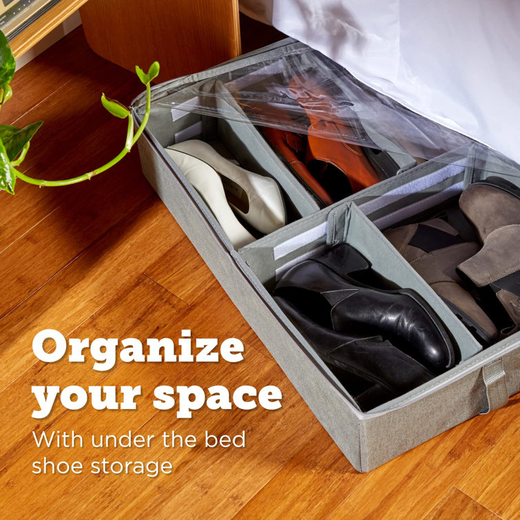 Holdn' Storage Extra-Large Under Bed Shoe Storage Organizer - Underbed Storage Solution Fits Men's and Women's Shoes, High Heels, and Sneakers with du