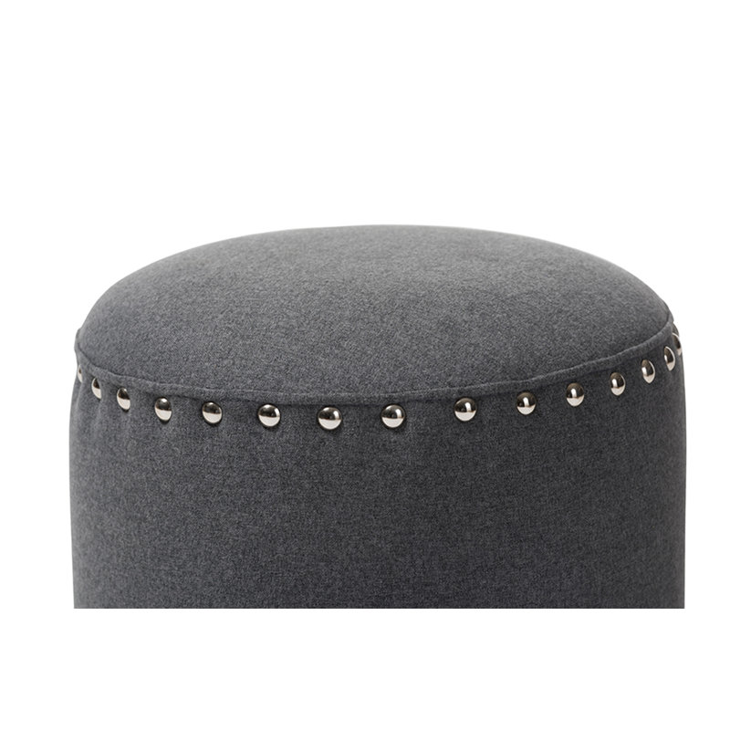 Pikus Upholstered Pouf, Gray Polyester