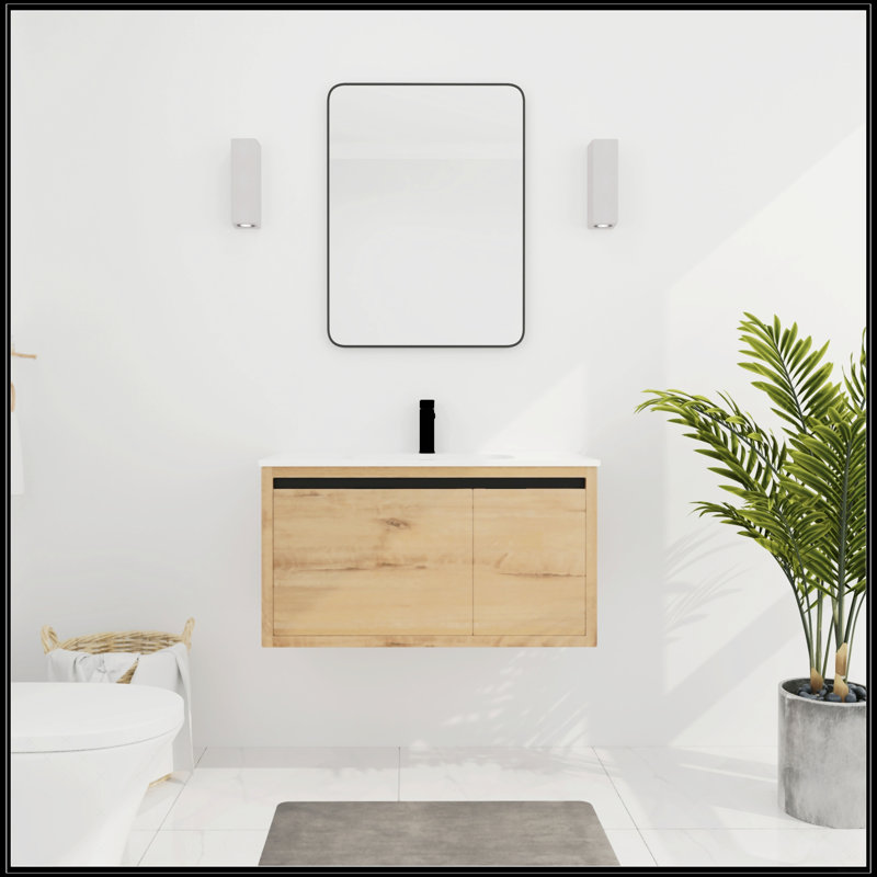 Meuble-lavabo 36 po avec lavabo en gel, Noyer de Californie