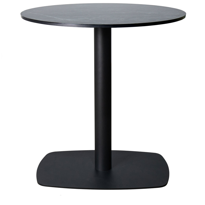 Table de salle à manger ronde en panneau de fibres à densité moyenne avec base carrée en acier inoxydable pour 2 à 3 personnes, table de salle à manger pour la cuisine