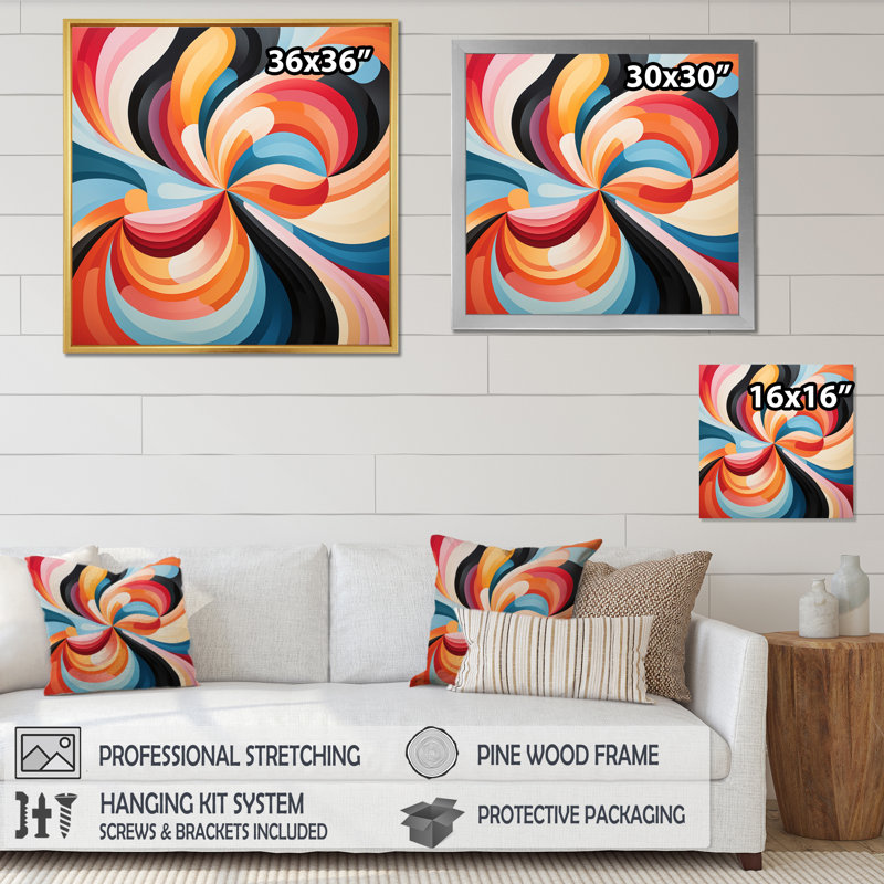 " Opt Art Chromatic Elixir VII ", Wrapped Canvas, 16" H x 16" W x 1" D