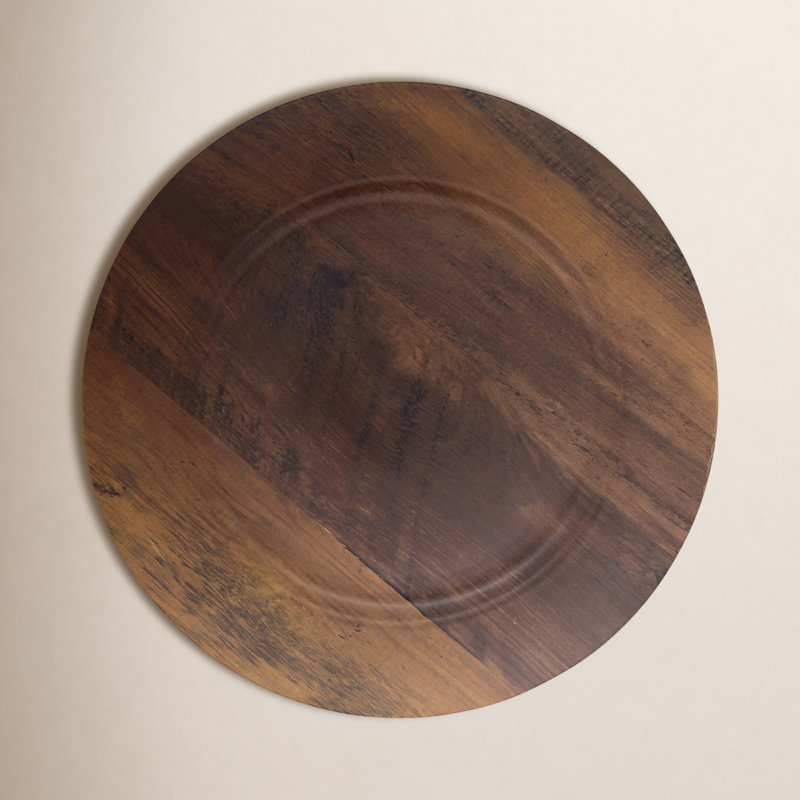 Ensemble de 4 assiettes en faux bois style campagnard