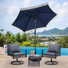 Ensemble de 4 chaises pivotantes d'extérieur 360 avec parasol 4 pièces