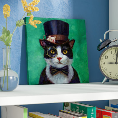 «Tuxedo Cat» par Lucia Heffernan, reproduction d'art sur toile tendue