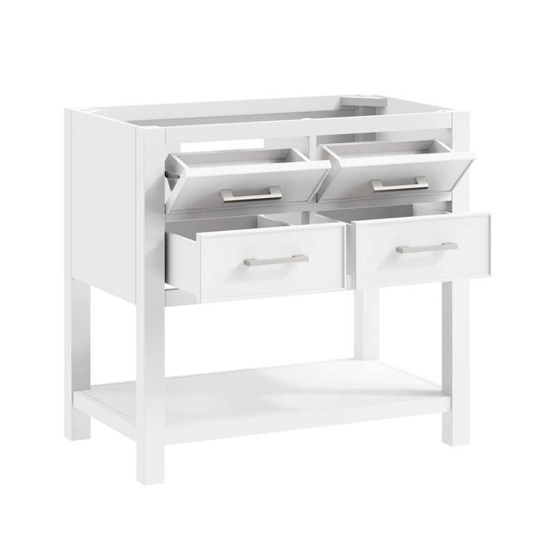 Brooks 37'' W Single Vanity, White, Nickel