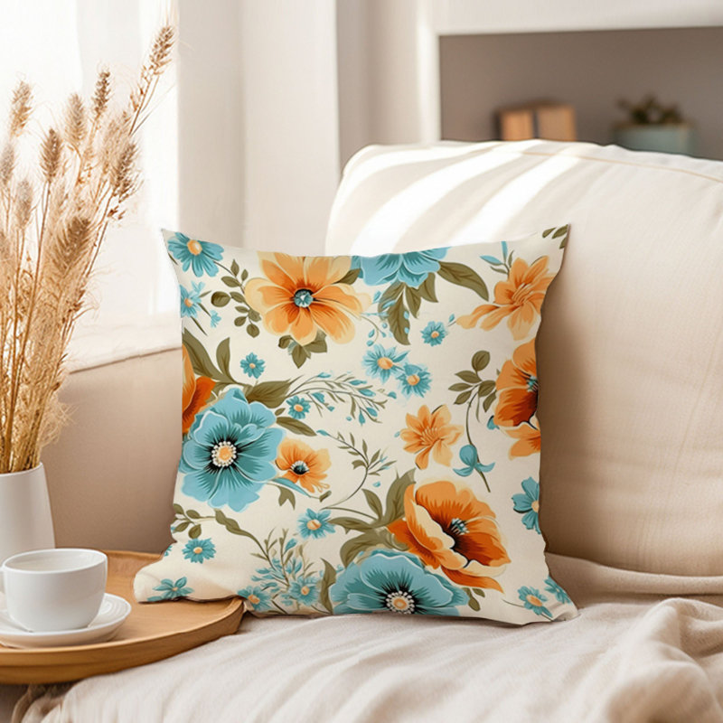 Floral Retro Flowers Pattern Cottage I, 20"H x 20"W