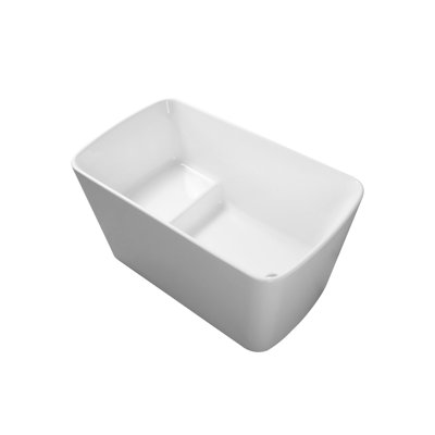 49 Inch Freestanding Bathtub, Acrylic Sit-In Soaking Tub with Chrome Drain & Overflow, Glossy White Modern Design, Compact Space-Saving Bath for Bathrooms