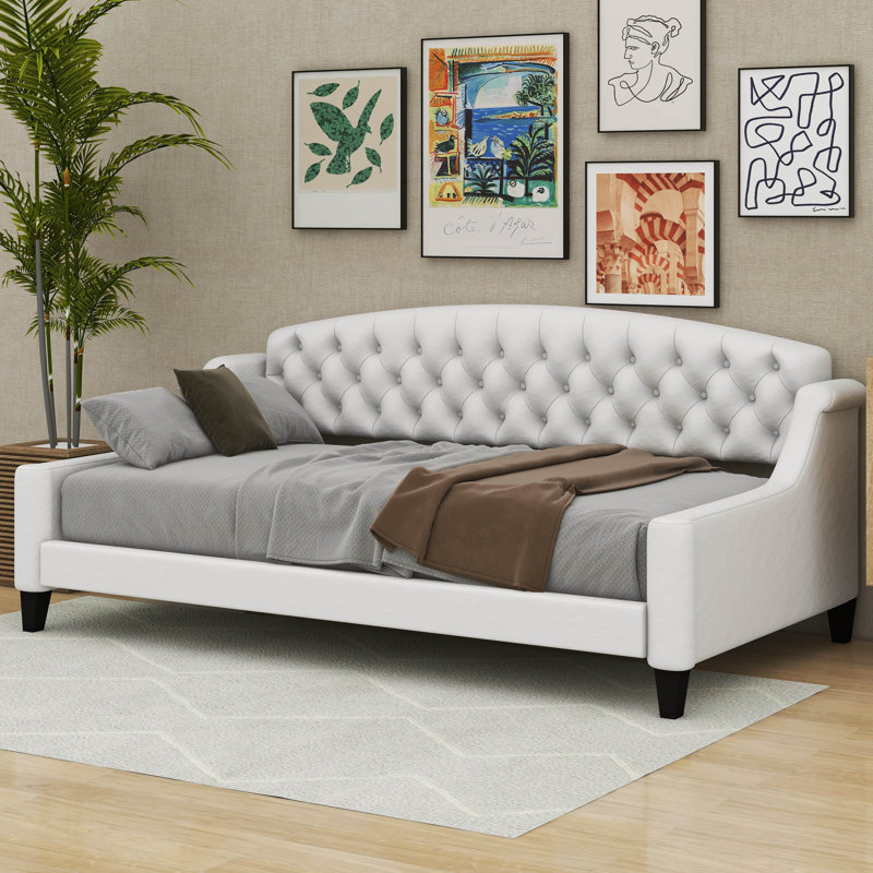 Modern Luxury Tufted Button Daybed, Beige, Twin