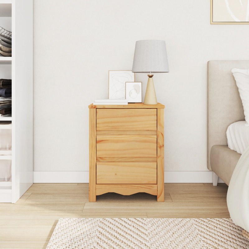 45cm W Solid Wood Bedside Table, Brown