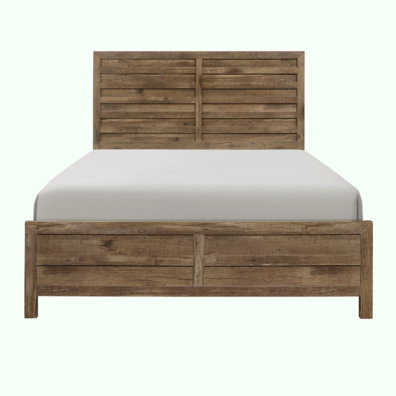 Queen Bed Modern Line Pattern Rusticated Style