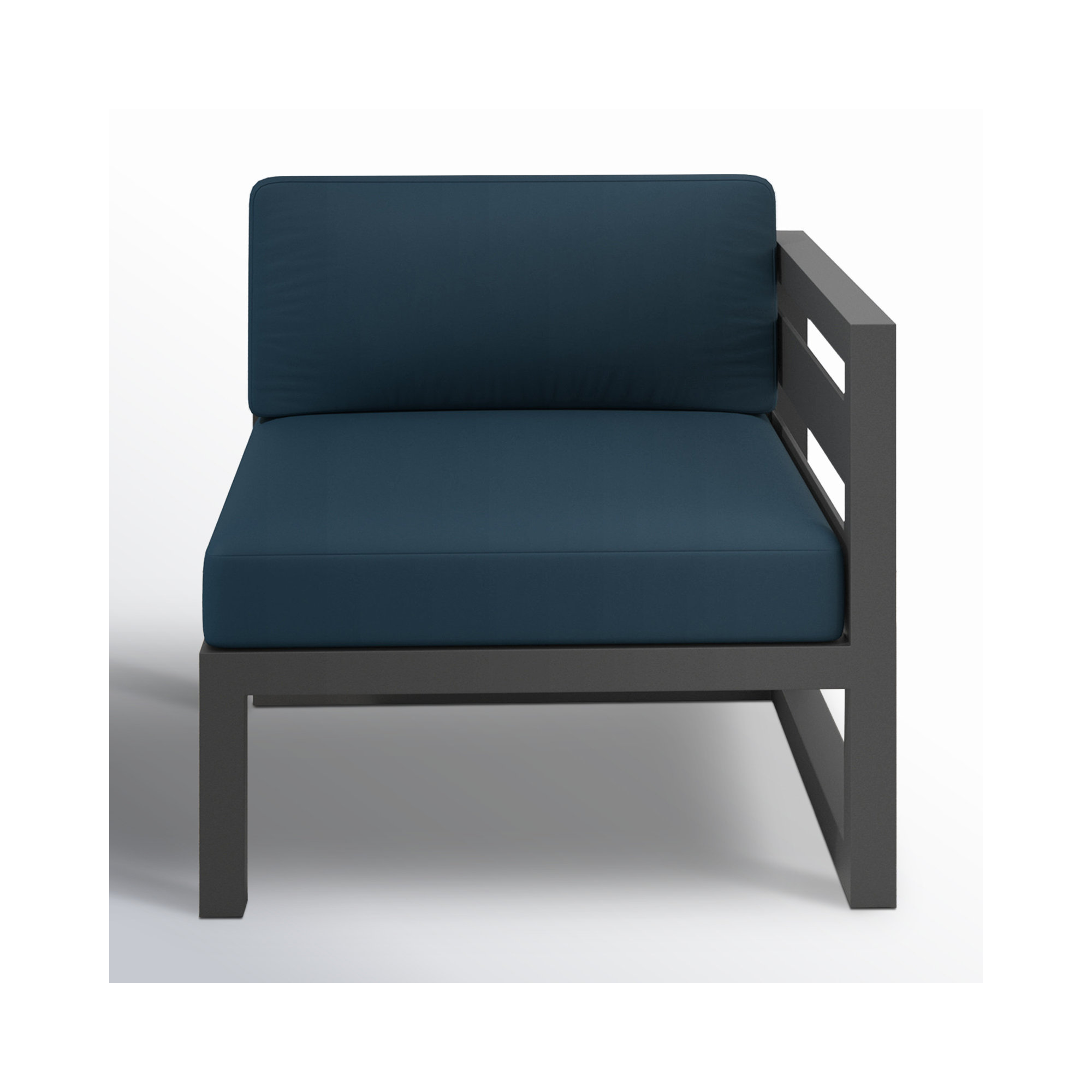 Smith Outdoor One Arm Lounge Chair with Sunbrella Cushions, Spectrum Indigo, Slate