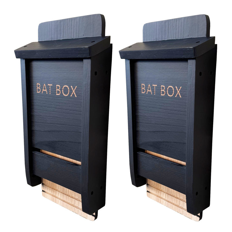 Black Wooden Bat Nesting Roosting Box House (set Of 2)