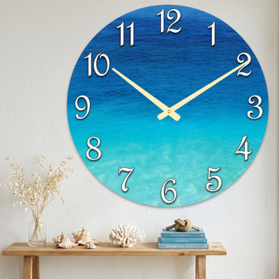 Landscape & Nature Ocean Blue Gradient Background Pattern Ultra Clear Glass Wall Clock