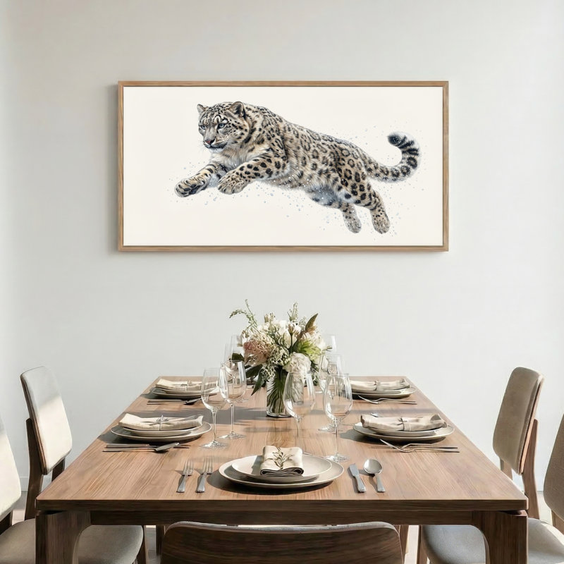 «Snow Leopard», ensemble de reproductions d'art sur toile encadrées de 1 48 po x 24 po, 48 x 24 pouces