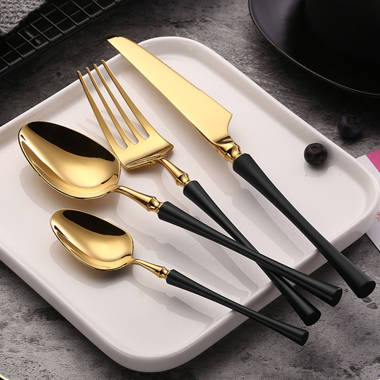 VANVRO Matte Black Silverware Set, 20-Piece Stainless Steel Flatware Set, Satin Finish Tableware Cutlery Set Service for 4, Include Knives/Forks