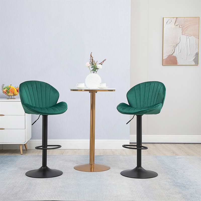 Tabourets réglables avec dossier et repose-pieds, chaises de bar à hauteur de comptoir pour la cuisine, Vert