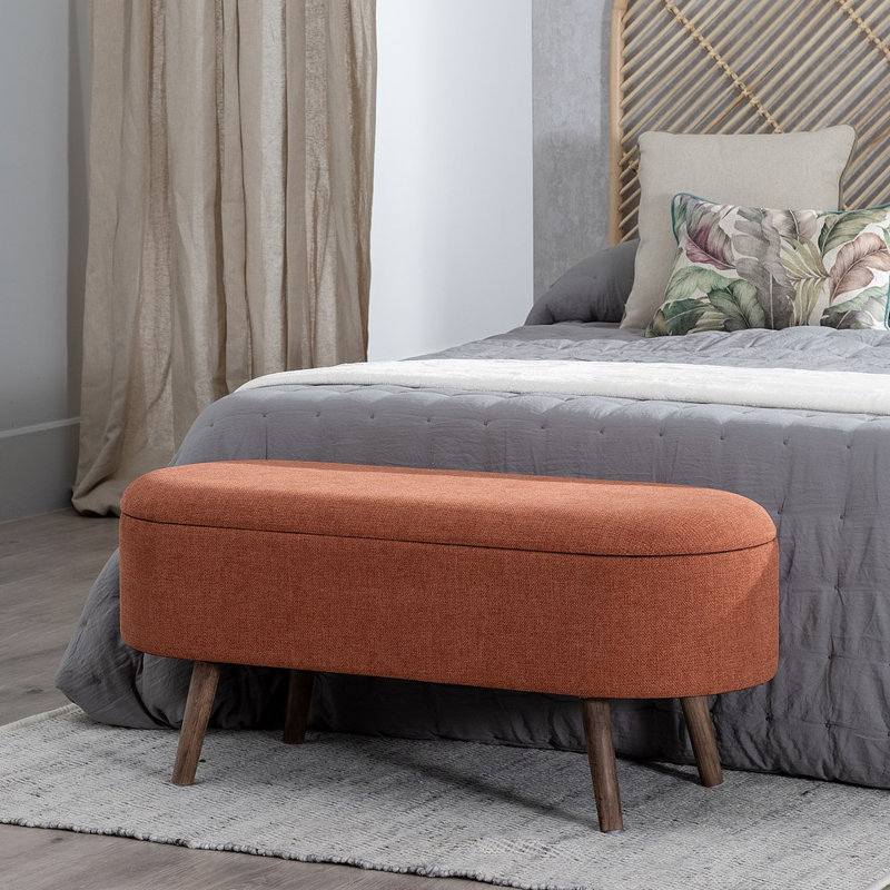 Spillville Polyester Blend Upholstered Storage Bench, Tile