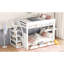 Lit superposé double blanc avec rangement amélioré: escalier, table de chevet, 3 tiroirs - rangement polyvalent et écoénergétique-1258253676