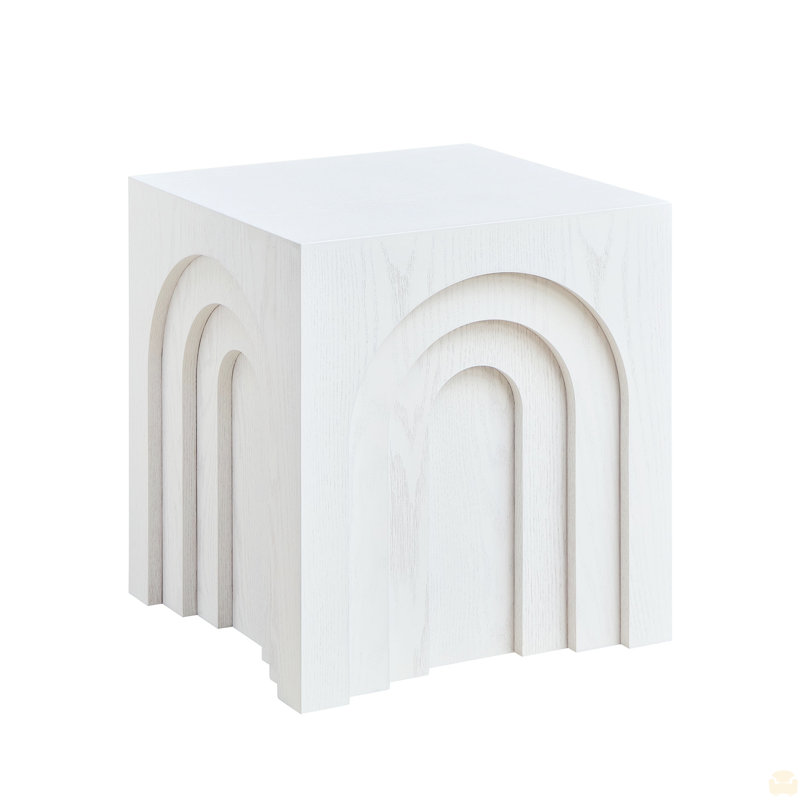 Petite table d'appoint carrée 15,74 po, Blanc