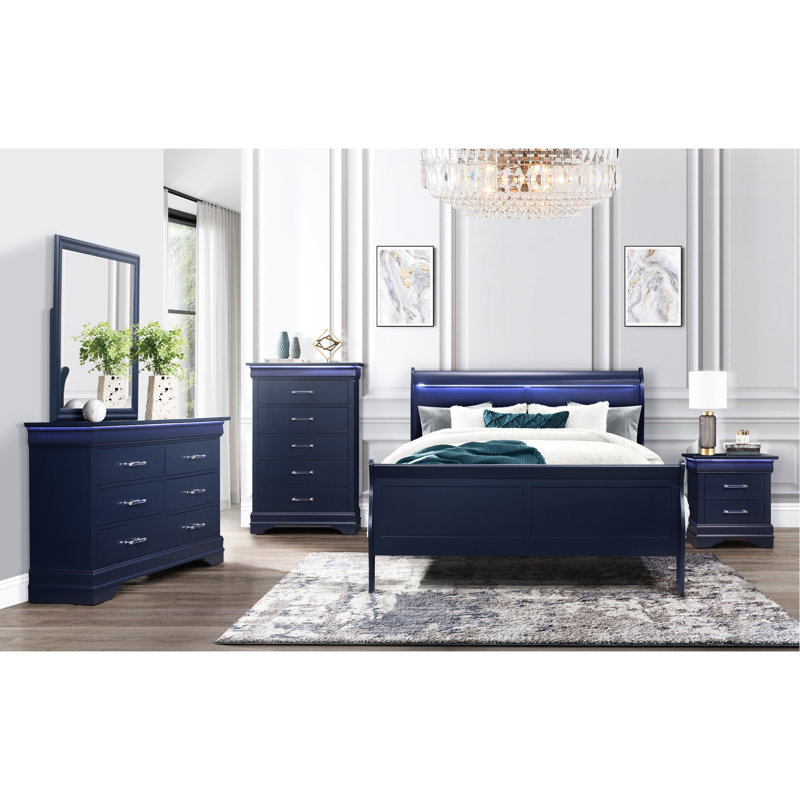 Table de chevet bleue avec compartiments spacieux - style transitionnel dans les meubles spacieux