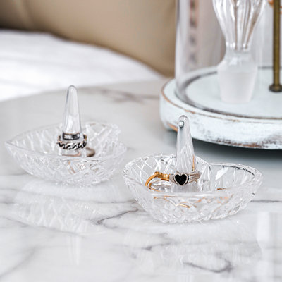 Glass Heart Jewelry Ring Holder