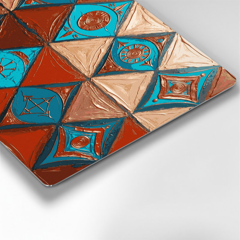 Art mural en métal brun à motif sud-ouest Zuni Diamonds 240, H 132 po x l 168 po x P 0,05 po