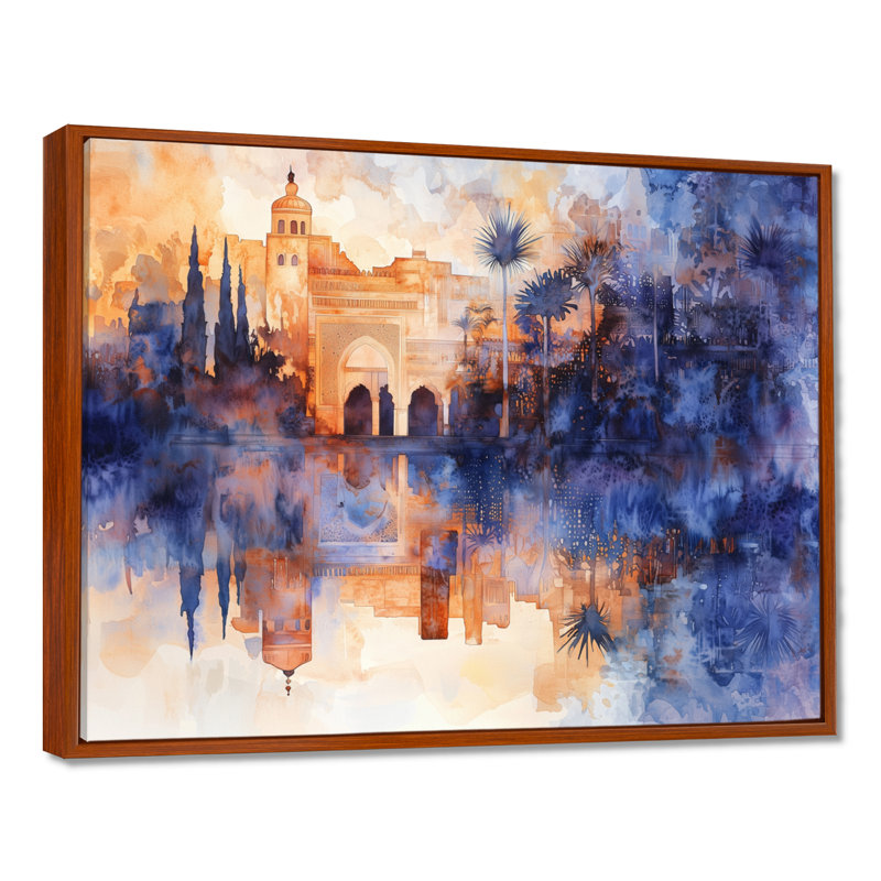 «Ottoman Mosques At Night», impression sur toile, H 12 po x l 20 po, Impression dans un cadre flottant sans passe-parto, Brun