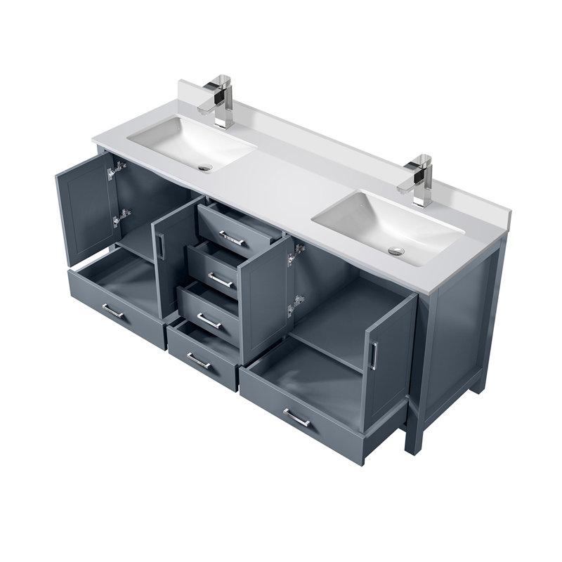 Ensemble de meuble-lavabo double avec comptoir en quartz et robinet