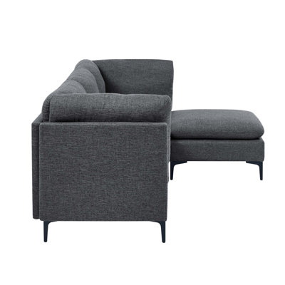 Linen Upholstered Modular Sectional With Metal Legs